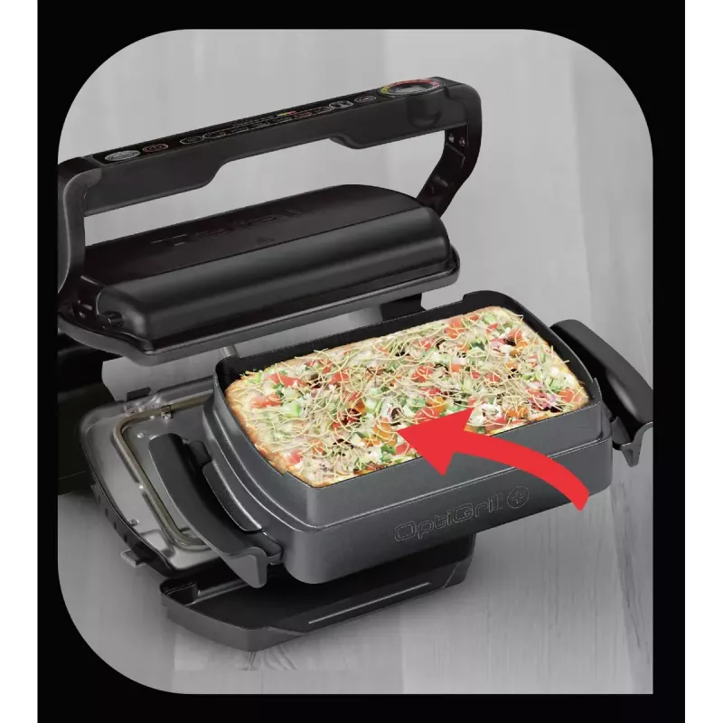 Kontakta grils Tefal GC7148 — 2000 W, nerūsējošā tērauda korpuss, regulējams termostats, režģa virsma