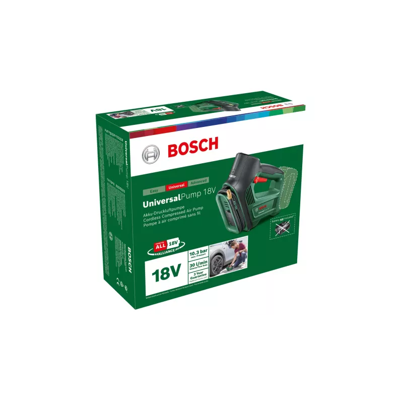 Bosch UniversalPump 18V 0603947100 bezvadu gaisa sūknis, līdz 10 bar, bez akumulatora un lādētāja, zaļš/melns