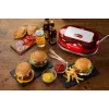 Ariete 205 Hamburger Maker Party Time, Hamburgeru gatavošanas iekārta, 1200 W, Dubultās nepiedegošās plāksnes, 2 nodalījumi, Viegli tīrāma, Sarkana