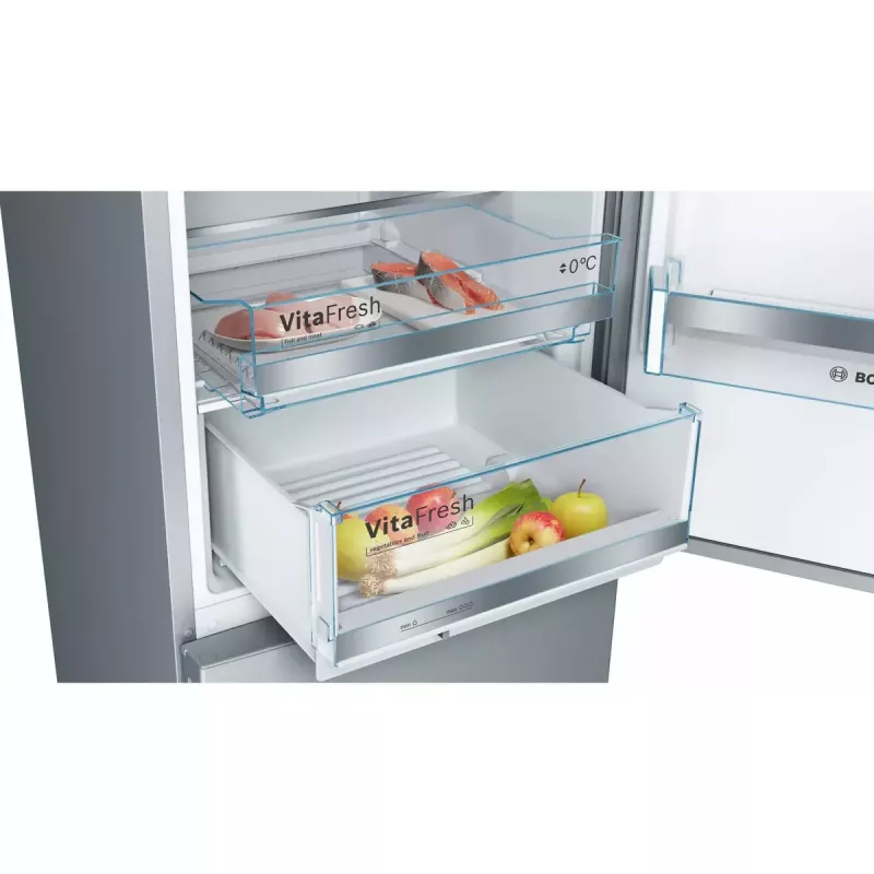 Ledusskapis-saldedtava Bosch Serie 6 KGE398IBP — 343 L, nerūsējošais tērauds, labās puses eņģes