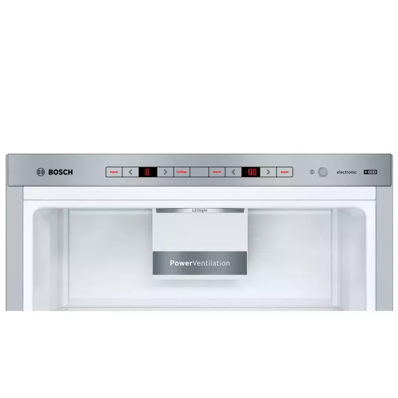 Ledusskapis-saldedtava Bosch Serie 6 KGE398IBP — 343 L, nerūsējošais tērauds, labās puses eņģes