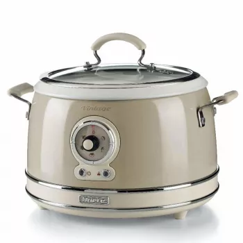 Ariete 2904 Rīsu plīts - Elektriskā rīsu plīts ar keramikas bļodu - Pašdarināts suši - Multivāre - Vintage līnija - 3.5 L - 650 W - Bēša