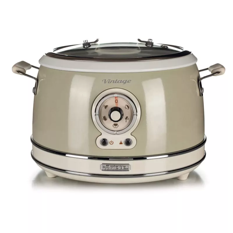 Ariete 2904 Rīsu plīts - Elektriskā rīsu plīts ar keramikas bļodu - Pašdarināts suši - Multivāre - Vintage līnija - 3.5 L - 650 W - Bēša
