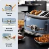 Ariete 156 4 Slotu Vintage Toaster, 1600 W, 6 Līmeņu Grauzdēšana, Nerūsējošais Tērauds Krāsots Pasteļzilā Krāsā, Bez Sviestmaižu Turētājiem, Zils