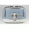 Ariete 156 4 Slotu Vintage Toaster, 1600 W, 6 Līmeņu Grauzdēšana, Nerūsējošais Tērauds Krāsots Pasteļzilā Krāsā, Bez Sviestmaižu Turētājiem, Zils