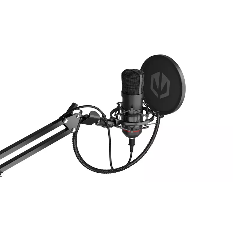 PC mikrofons ENDORFY Solum — USB-C vadu kardiīds mikrofons, 16-bit/48 kHz, 18–21000 Hz, galda stiprinājums, 2,9 m kabelis, austiņu izeja, pop-filtrs