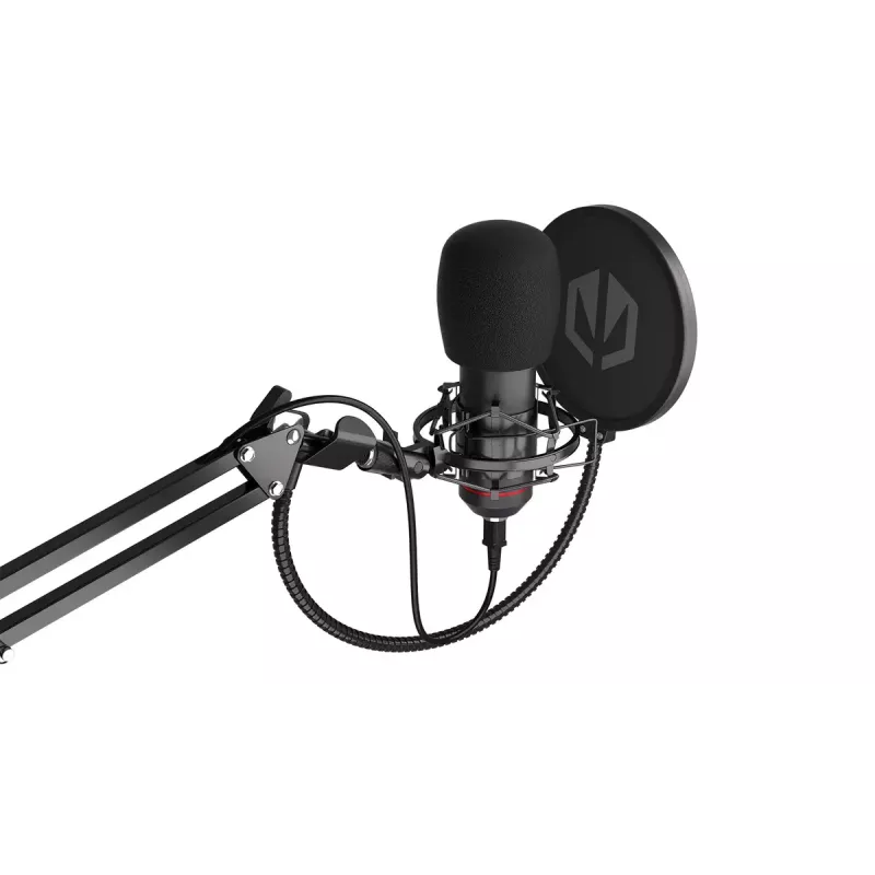 PC mikrofons ENDORFY Solum — USB-C vadu kardiīds mikrofons, 16-bit/48 kHz, 18–21000 Hz, galda stiprinājums, 2,9 m kabelis, austiņu izeja, pop-filtrs