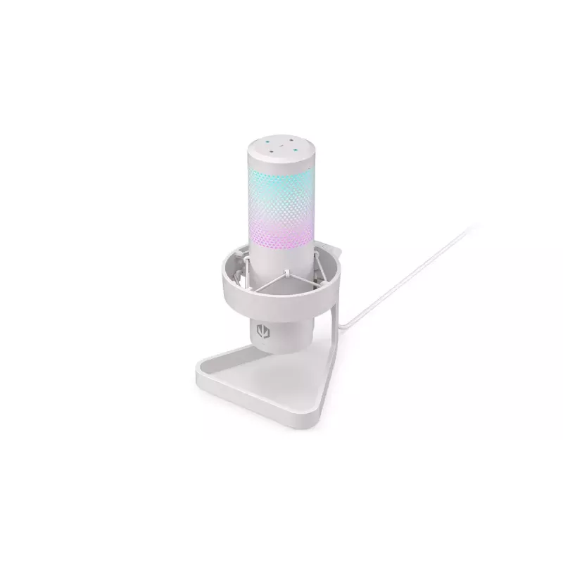 PC mikrofons ENDORFY AXIS Streaming White — USB, kardioīds, 30–18 kHz, 192 kHz/24-bit, galda statīvs, izslēgšana, austiņu izeja