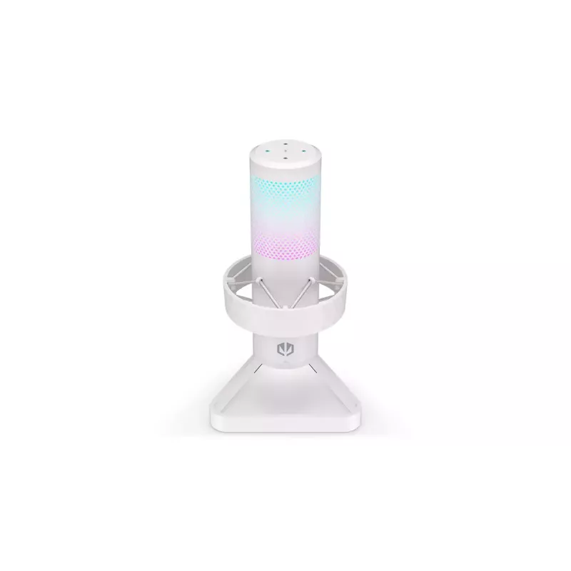 PC mikrofons ENDORFY AXIS Streaming White — USB, kardioīds, 30–18 kHz, 192 kHz/24-bit, galda statīvs, izslēgšana, austiņu izeja