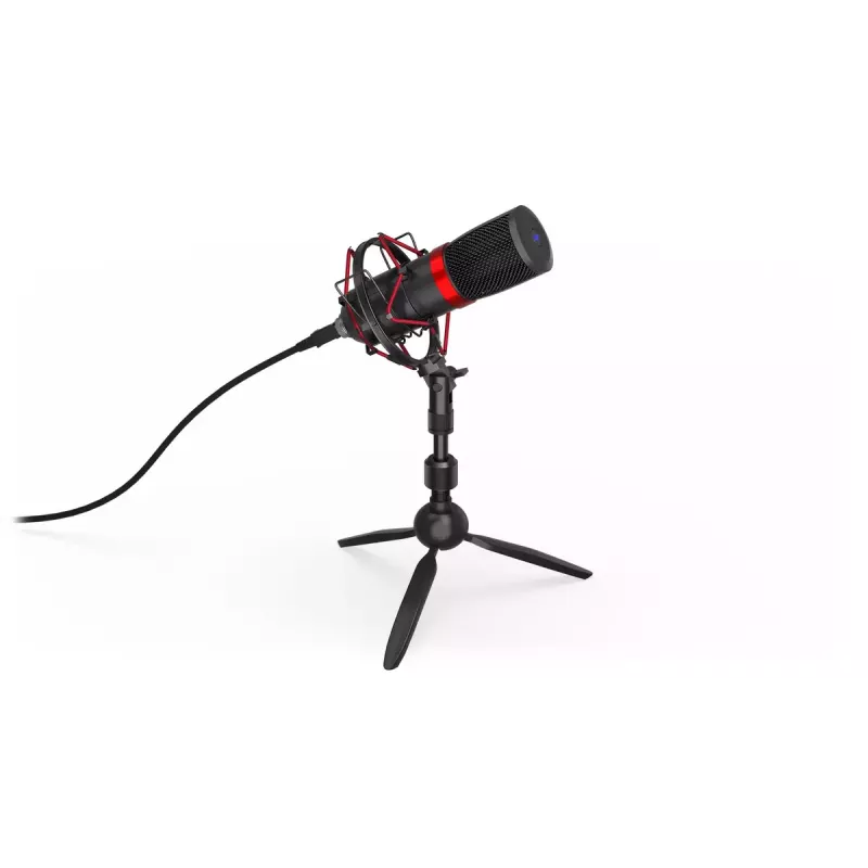 ENDORFY Solum Streaming T — USB vadu mikrofons, 24-bit/48 kHz, 18–21000 Hz, galda stiprinājums, austiņu izeja, melns