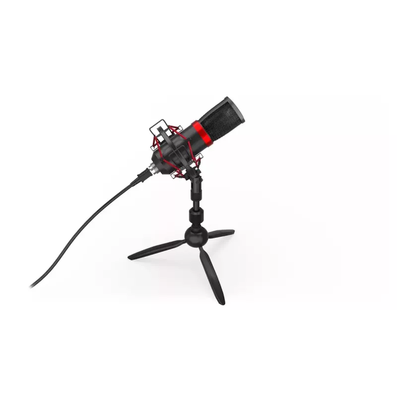 ENDORFY Solum Streaming T — USB vadu mikrofons, 24-bit/48 kHz, 18–21000 Hz, galda stiprinājums, austiņu izeja, melns