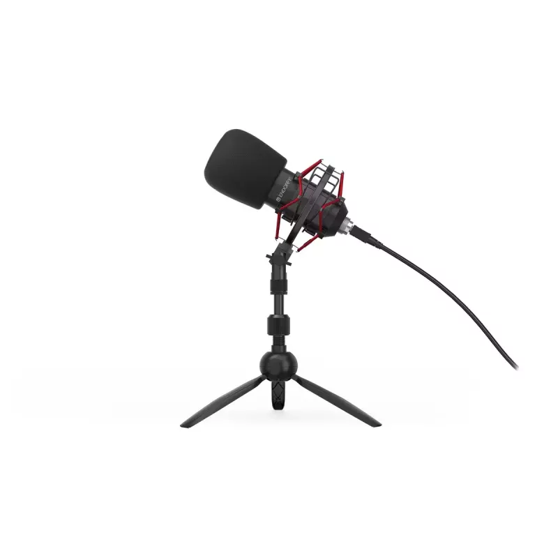 ENDORFY Solum Streaming T — USB vadu mikrofons, 24-bit/48 kHz, 18–21000 Hz, galda stiprinājums, austiņu izeja, melns