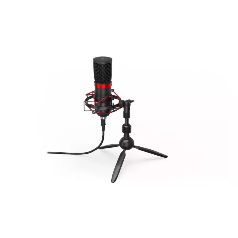 ENDORFY Solum Streaming T — USB vadu mikrofons, 24-bit/48 kHz, 18–21000 Hz, galda stiprinājums, austiņu izeja, melns