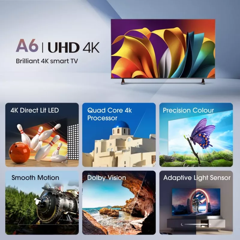 Hisense 50E6NT 127 cm (50 collu) 4K Ultra HD Smart TV LED Wi-Fi Melns 300 cd/m²