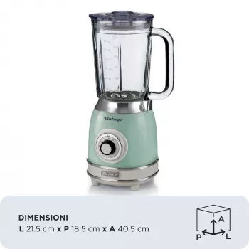 Ariete 583, Vintage Blender ar 1,5 litru stikla trauku, 4 nerūsējošā tērauda asmeņiem, 4 ātrumiem + Pulse, 1000 W, zaļš