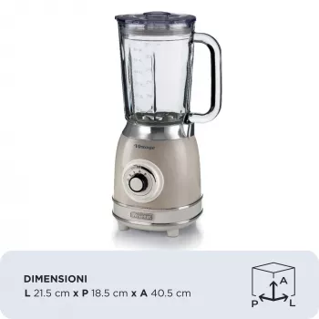 Ariete 583, Vintage Blender ar 1.5 litru stikla trauku, 4 nerūsējošā tērauda asmeņiem, 4 ātrumiem + Pulse, 1000 W, bēšs