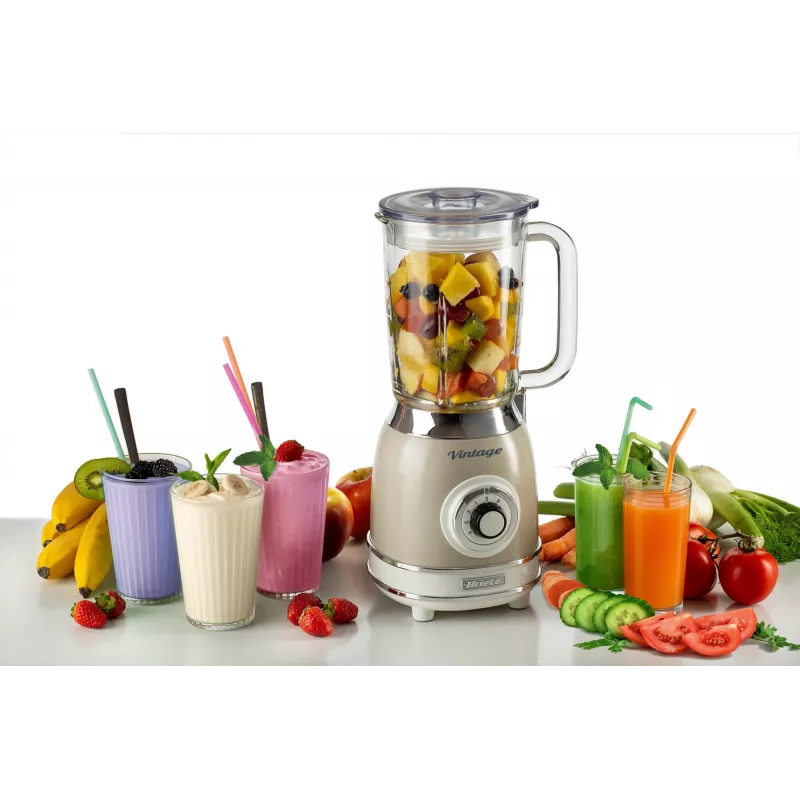 Ariete 583, Vintage Blender ar 1.5 litru stikla trauku, 4 nerūsējošā tērauda asmeņiem, 4 ātrumiem + Pulse, 1000 W, bēšs