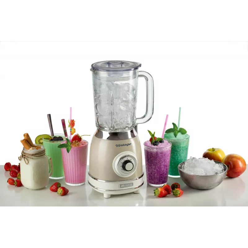 Ariete 583, Vintage Blender ar 1.5 litru stikla trauku, 4 nerūsējošā tērauda asmeņiem, 4 ātrumiem + Pulse, 1000 W, bēšs