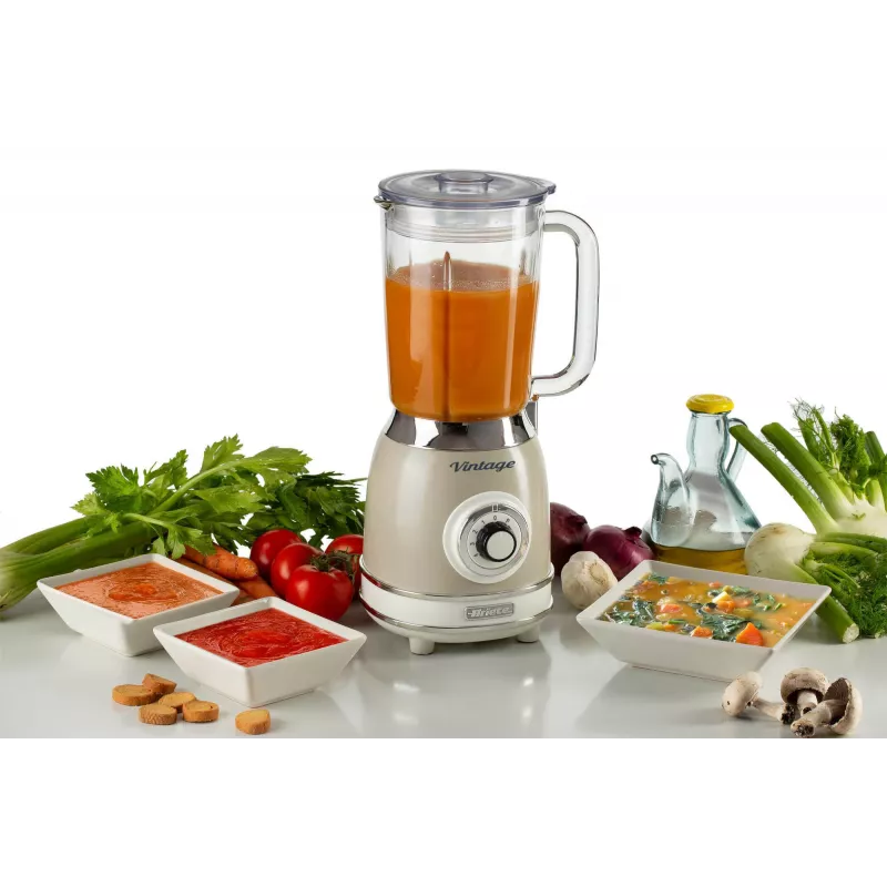 Ariete 583, Vintage Blender ar 1.5 litru stikla trauku, 4 nerūsējošā tērauda asmeņiem, 4 ātrumiem + Pulse, 1000 W, bēšs