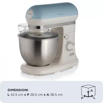 Ariete 1588 Vintage Planetārais Mikseris, 5.5 L, 7 ātrumi, 2400 W, Pasteļzils