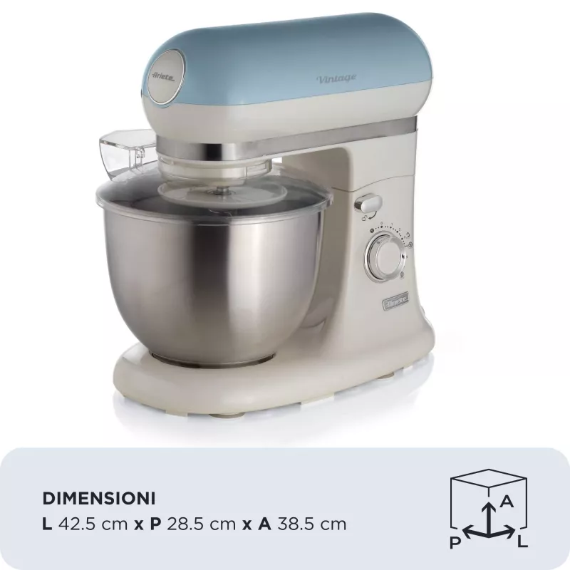 Ariete 1588 Vintage Planetārais Mikseris, 5.5 L, 7 ātrumi, 2400 W, Pasteļzils