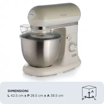 Ariete 1588 Vintage Planetārais Mikseris, 5.5 L, 2400 W, 7 ātrumi, Pasteļbežs