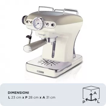 Kafijas automāts Ariete 1389 Vintage Espresso - manuālā espresso kafijas automāta maltai kafijai un ESE paciņām, pasteļbēšā krāsā