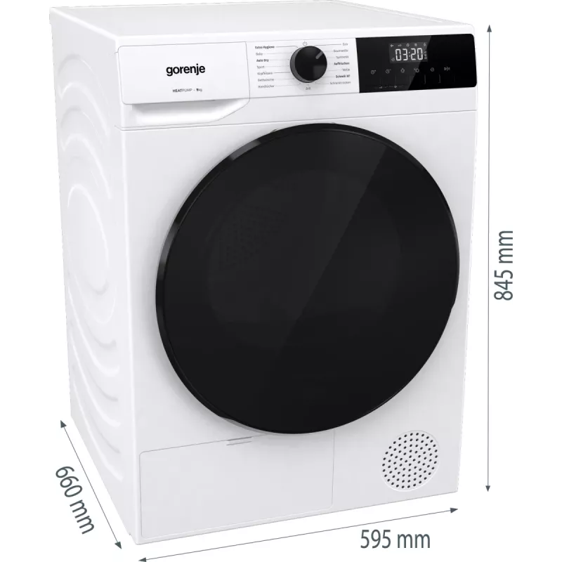 Gorenje DHNA92/DE žāvētājs Brīvi stāvošs Priekšējā ielāde 9 kg Balts