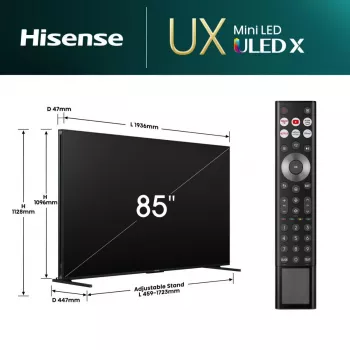 Hisense 85UXNQ 2.16 m (85 inch) 4K Ultra HD Smart TV Wi-Fi Melns, Pelēks 700 cd/m²