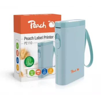 Peach PE110 etiķešu printeris, tiešās termiskās drukas, 203 x 203 DPI, 60 mm/s, Bluetooth, zils