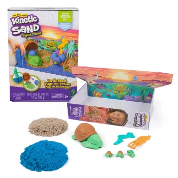 Kinetic Sand Project Planet Turtle Beach - 14oz rotaļu smiltis ar veidnēm un instrumentiem