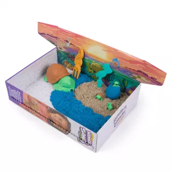 Kinetic Sand Project Planet Turtle Beach - 14oz rotaļu smiltis ar veidnēm un instrumentiem