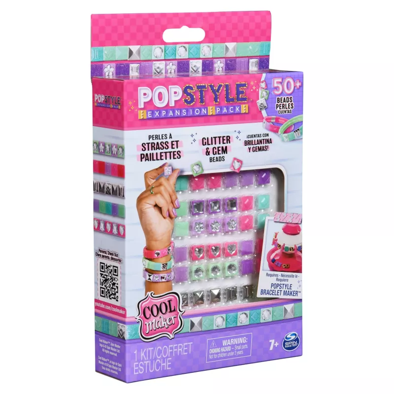 Cool Maker PopStyle paplašinājuma komplekts rokassprādžu veidošanai, virs 50 pērlītēm, 3 rokassprādzes