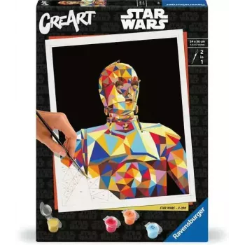Krāsošanas komplekts Ravensburger CreArt Star Wars C-3PO – audekla krāsu komplekts figūras mākslas darbam