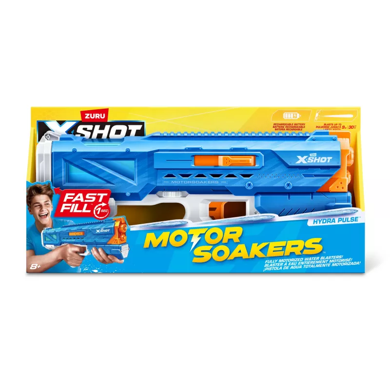 Ūdens pistole Zuru XSHOT Hydra Pulse Motor Soaker — iebūvēta tvertne, 9 m darbības rādiuss, plastmasa, vecumam 8+
