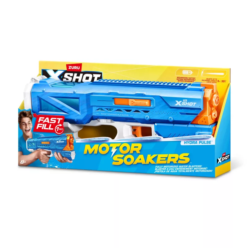 Ūdens pistole Zuru XSHOT Hydra Pulse Motor Soaker — iebūvēta tvertne, 9 m darbības rādiuss, plastmasa, vecumam 8+