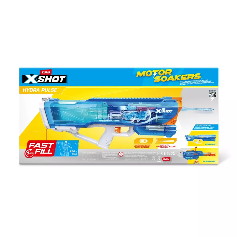 Ūdens pistole Zuru XSHOT Hydra Pulse Motor Soaker — iebūvēta tvertne, 9 m darbības rādiuss, plastmasa, vecumam 8+