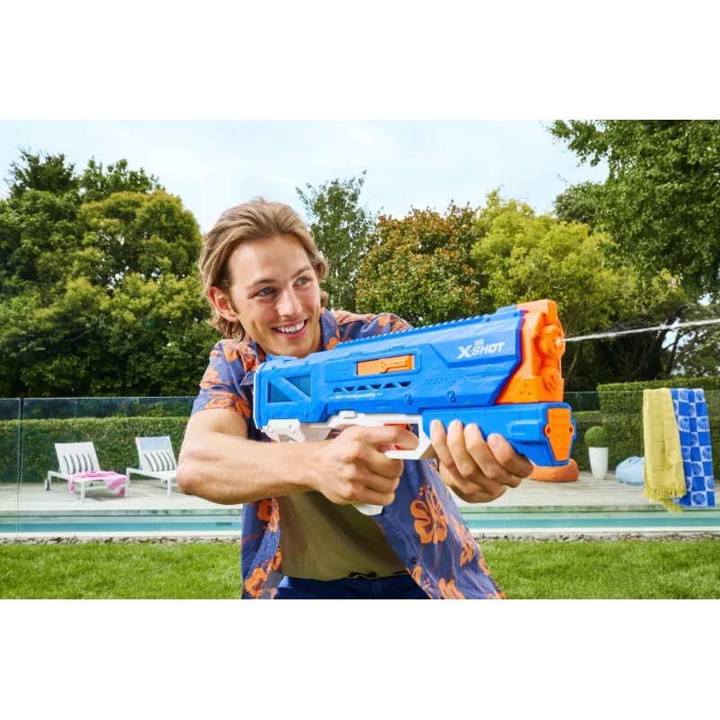 Ūdens pistole Zuru XSHOT Hydra Pulse Motor Soaker — iebūvēta tvertne, 9 m darbības rādiuss, plastmasa, vecumam 8+