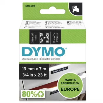 DYMO Authentic D1 lentes | Balts teksts uz melnas lentes | 19 mm x 7 m | Pašlīmējošas etiķetes LabelManager marķieriem | Ražots Eiropā