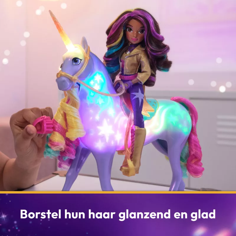 Unicorn Academy Sophia un Interaktīvā Varavīksnes Gaismas Wildstar Vienradža Rotaļlieta ar Gaismām, Skaņām un Mūziku, Leļļu un Vienradžu Rotaļlietas Meitenēm no 4 gadu vecuma