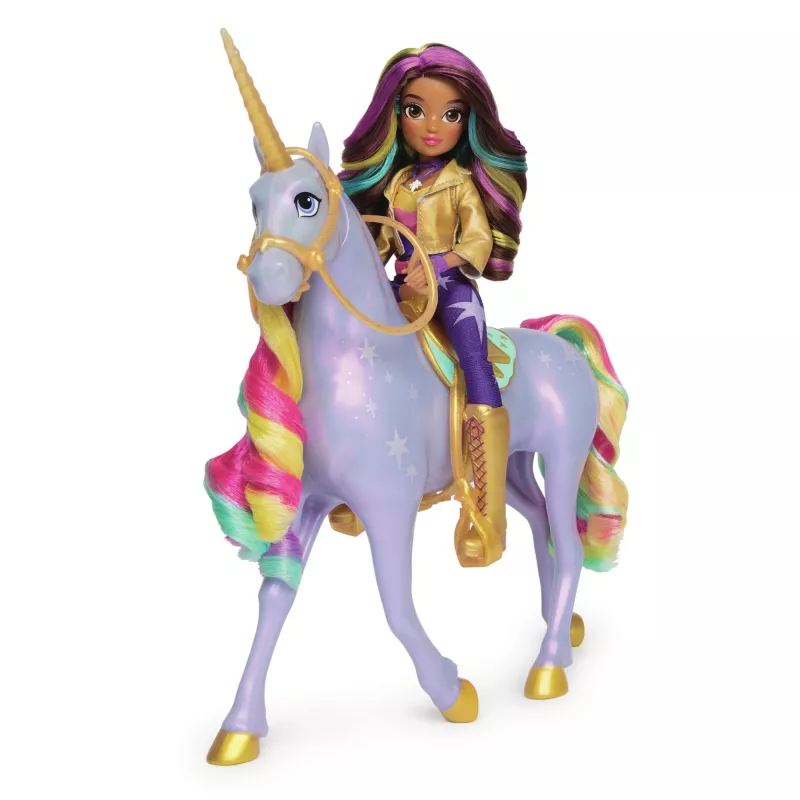 Unicorn Academy Sophia un Interaktīvā Varavīksnes Gaismas Wildstar Vienradža Rotaļlieta ar Gaismām, Skaņām un Mūziku, Leļļu un Vienradžu Rotaļlietas Meitenēm no 4 gadu vecuma