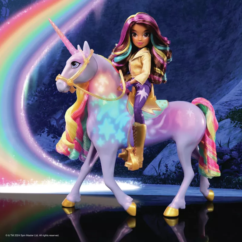 Unicorn Academy Sophia un Interaktīvā Varavīksnes Gaismas Wildstar Vienradža Rotaļlieta ar Gaismām, Skaņām un Mūziku, Leļļu un Vienradžu Rotaļlietas Meitenēm no 4 gadu vecuma