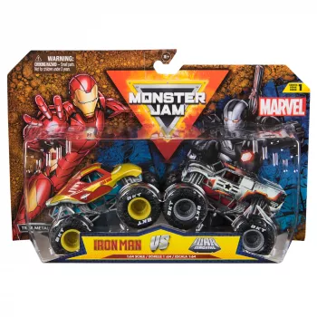 Monster Jam Marvel Oficiālais Dzelzs Vīrs pret Kara Mašīnu Liešanas Monster Trucks, 1:64 Mērogs, Bērnu Rotaļlietas no 3 Gadiem