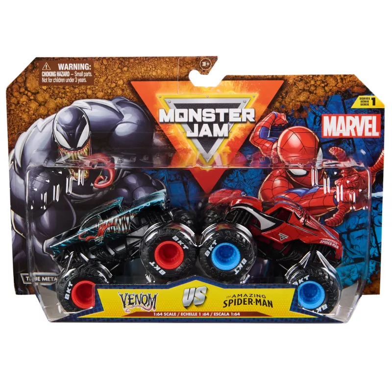 Monster Jam Marvel Oficiālais Dzelzs Vīrs pret Kara Mašīnu Liešanas Monster Trucks, 1:64 Mērogs, Bērnu Rotaļlietas no 3 Gadiem