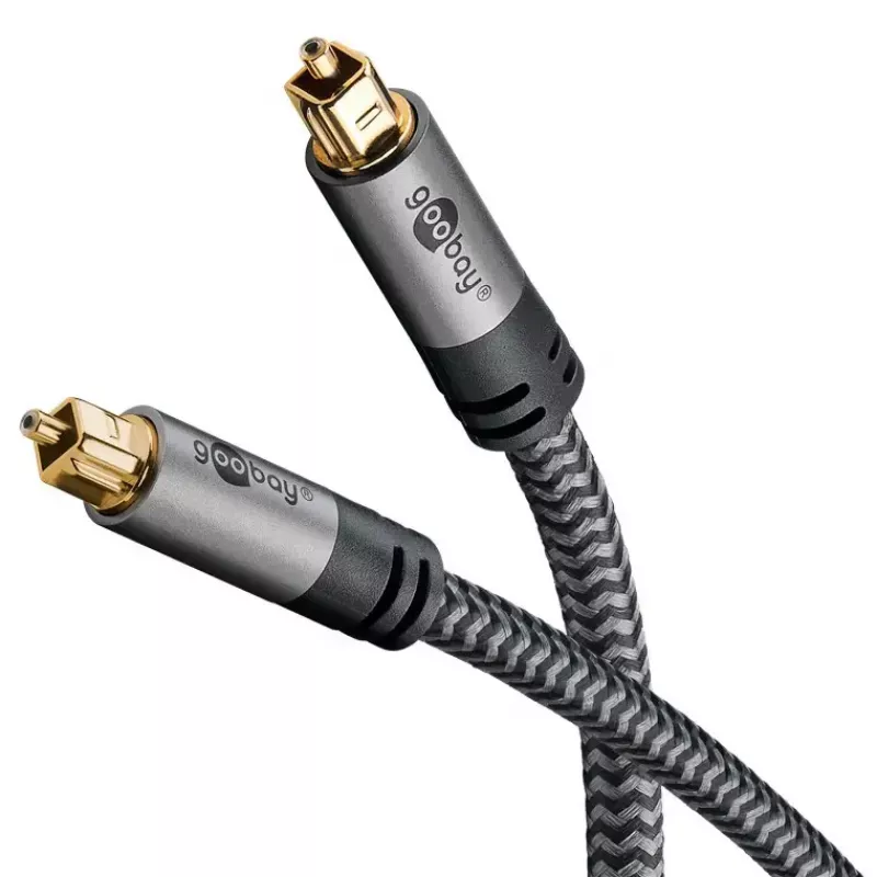 Digitālais optiskais audio kabelis WENTRONIC Goobay 65305 TOSLINK–TOSLINK 2 m, varš, apzeltīti kontakti, melns/sudrabs