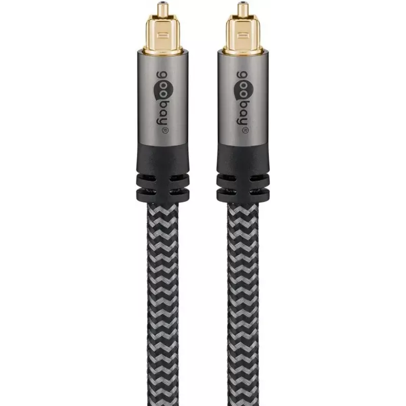 Digitālais optiskais audio kabelis WENTRONIC Goobay 65305 TOSLINK–TOSLINK 2 m, varš, apzeltīti kontakti, melns/sudrabs