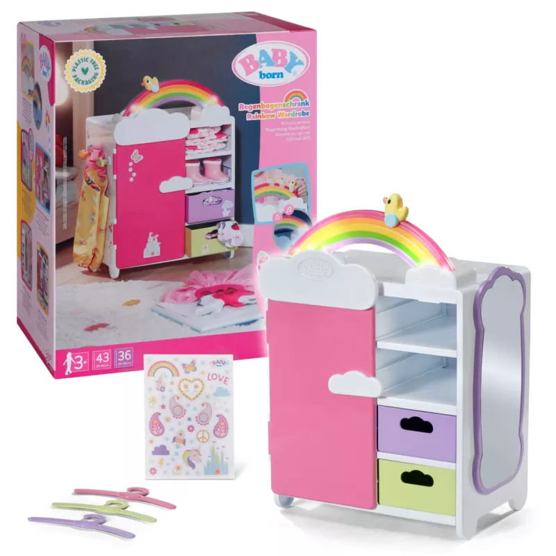 BABY born Rainbow Wardrobe leļļu drēbju skapis ar gaismas efektiem