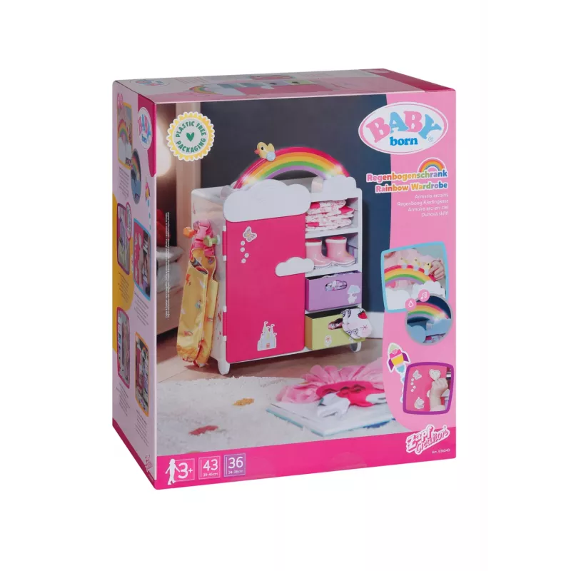 BABY born Rainbow Wardrobe leļļu drēbju skapis ar gaismas efektiem