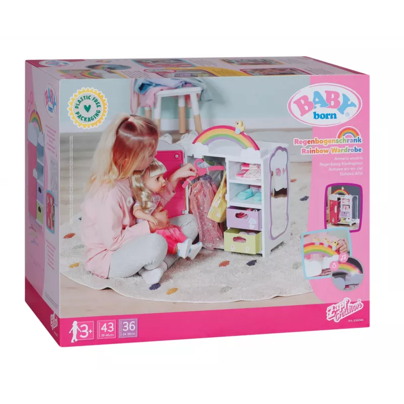 BABY born Rainbow Wardrobe leļļu drēbju skapis ar gaismas efektiem