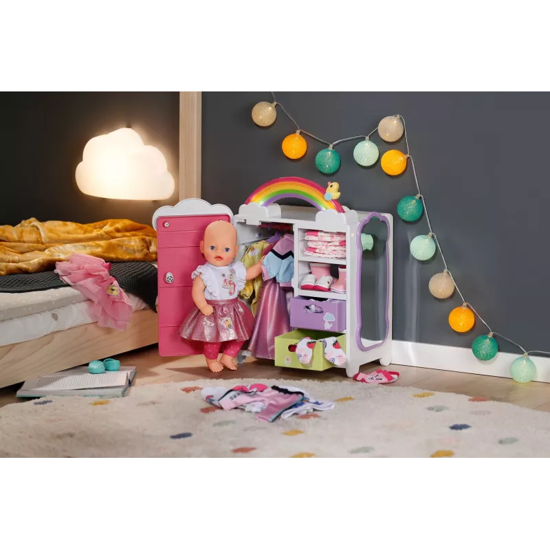 BABY born Rainbow Wardrobe leļļu drēbju skapis ar gaismas efektiem